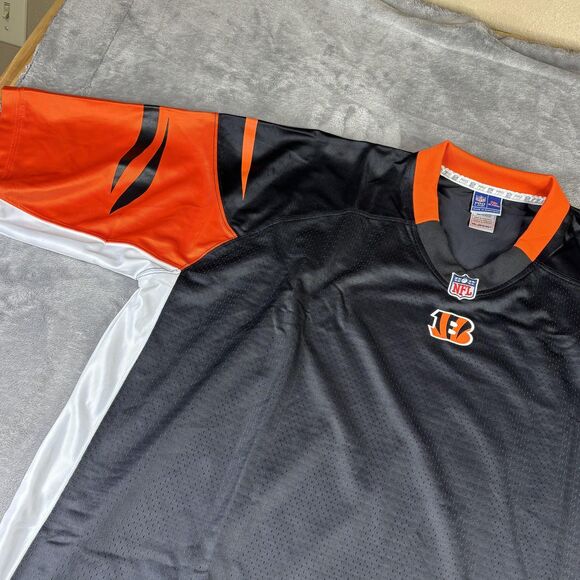 Cincinnati Bengals Jersey Mens 2XL Black Orange NFL Football Blank Mesh V Neck - Picture 6 of 11